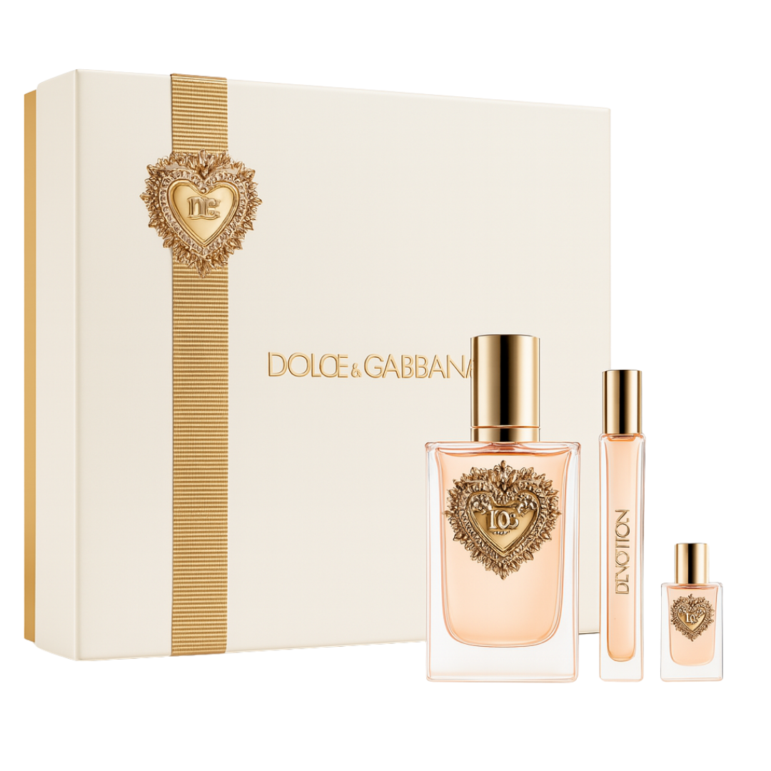 Kit Dolce & Gabanna -  Feminino - Devotion EDP 100ml + Miniatura 5ml + Travel Spray 10ml - Sun de Parfum 