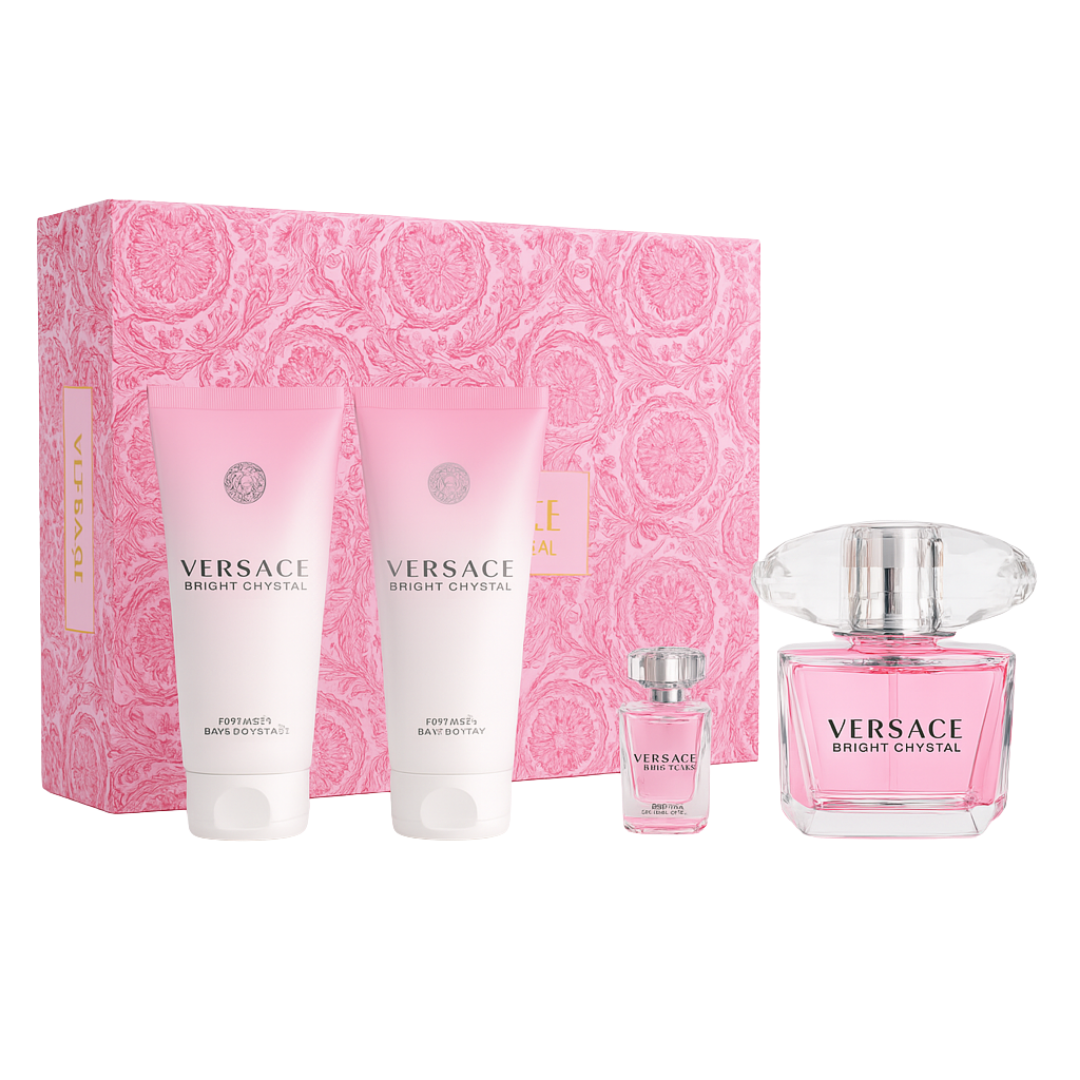 Kit Versace - Feminino - Crystal EDP 90ml + Miniatura 5ml + Shower Gel 100ml + Body Lotion 100ml - Sun de Parfum 