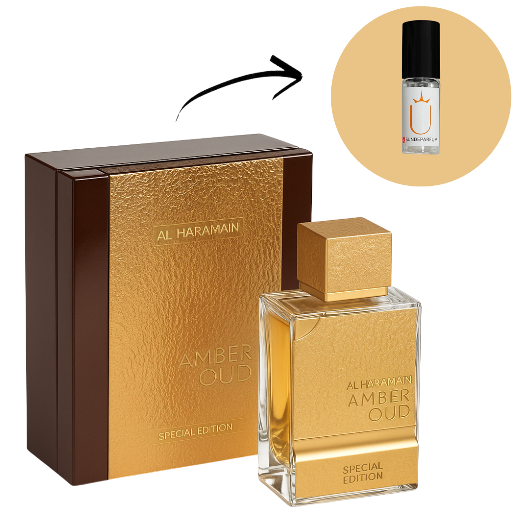 Amber Oud Gold 999.9 Dubai Edition - Al Haramain - Perfume Compartilhável - Extrait de Parfum (Decant) - Sun de Parfum 